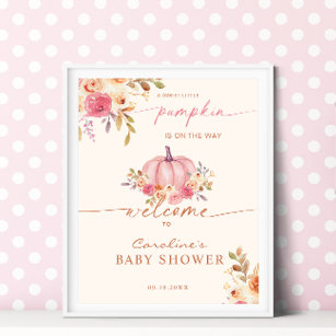 Kleine pompoen Baby shower roze meisje welkom Poster