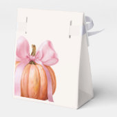 Kleine Pompoen Baby Shower – Roze Strik Herfst Bedankdoosjes (Achterkant)