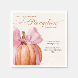 Kleine Pompoen Baby Shower – Roze Strik Herfst Servet