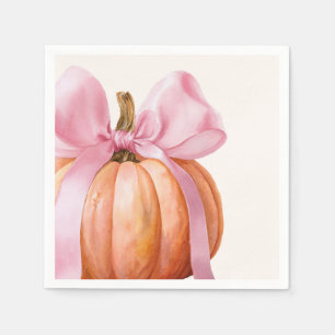 Kleine Pompoen Baby Shower – Roze Strik Herfst  Servet