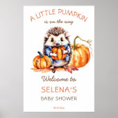 Kleine pompoen baby shower schattige egel welkom poster (Voorkant)