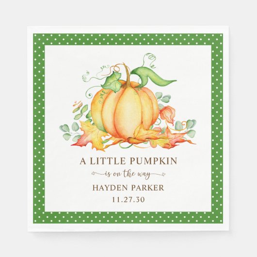 Kleine Pompoen Baby Shower Servetten (Voorkant)