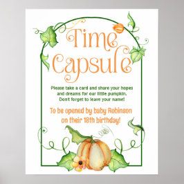 Kleine Pompoen Baby shower Tijd Capsule Teken Poster