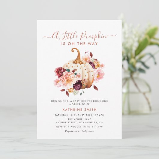 kleine pompoen baby shower uitnodiging