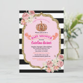 Kleine pompoen baby shower uitnodiging roze (Staand voorkant)