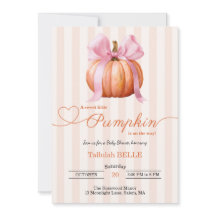 Kleine Pompoen Baby Shower Uitnodiging – Roze Stri