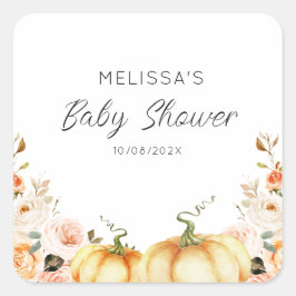 kleine pompoen baby shower vierkante sticker