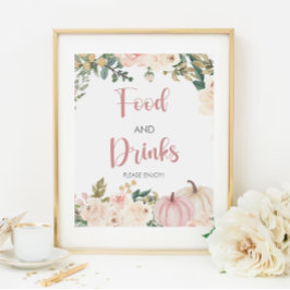 Kleine Pompoen Baby shower Voedsel en Drinken Teke Poster