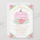 Kleine Pompoen Baby shower Waterverf Roze Goud Kaart (Voorkant)