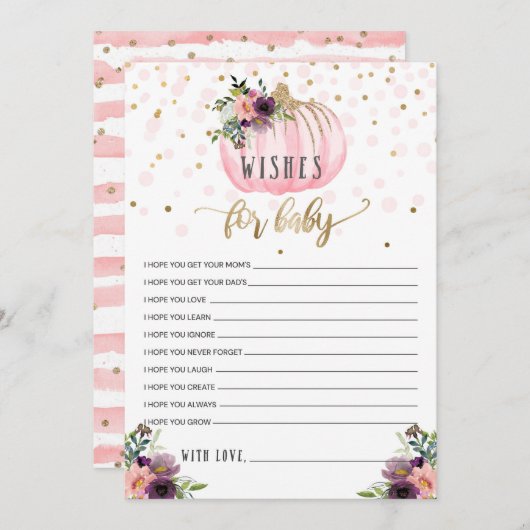 Kleine pompoen Baby shower wensen voor Baby Advieskaart (Voorkant / Achterkant)