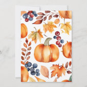 Kleine pompoen babyshower herfstbladeren krans kaart (Achterkant)