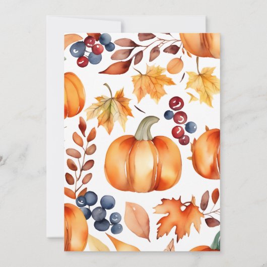 Kleine pompoen babyshower herfstbladeren krans kaart (Achterkant)