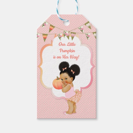 Kleine Pompoen Bedank Tag Met Puffs Cadeaulabel (Voorkant)