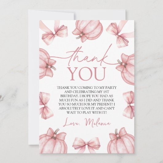 Kleine Pompoen Bedankkaart Kaart (Voorkant)