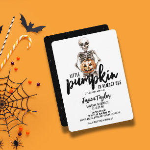Kleine Pompoen Bijna Op Tijd Skelet Jack O'Lantern Kaart