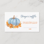 Kleine Pompoen Blauw Baby showers Luier Raffle Kaa Informatiekaartje (Voorkant)