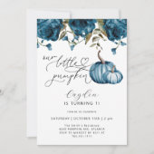 Kleine Pompoen Blauw Bloemen Verjaardag Kaart (Voorkant)