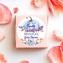 Kleine pompoen blauw jongen baby shower gunst