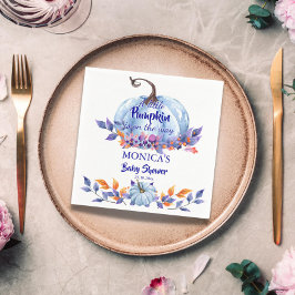 Kleine pompoen blauw jongen baby shower servet