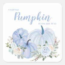 Kleine Pompoen Blauwe Baby Shower Vierkante Sticke