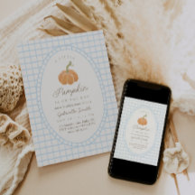 Kleine Pompoen Blauwe Jongens Baby Shower Uitnodig