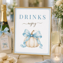 Kleine Pompoen Blauwe Strik Baby Shower Dranken Bo