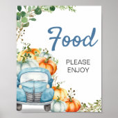 Kleine Pompoen Blauwe Truck Shower Bord Eten Poster (Voorkant)