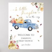 Kleine Pompoen Blauwe Vrachtwagen Baby shower Welk Poster (Voorkant)