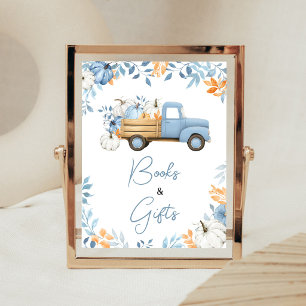 Kleine Pompoen Blauwe Vrachtwagen Boeken en Cadeau Poster