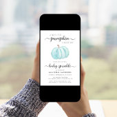 Kleine pompoen Blauwe Waterverf Baby Boy Sprinkle Kaart