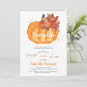Kleine pompoen bloem oranje herfst baby shower kaart (Staand voorkant)