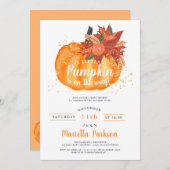 Kleine pompoen bloem oranje herfst baby shower kaart (Voorkant / Achterkant)