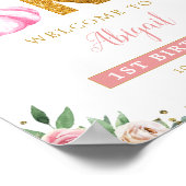 Kleine Pompoen Bloemen 1e Verjaardag Welkomstbord Poster (Hoek)