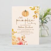 Kleine Pompoen Bloemen Baby shower Invitation Kaart (Staand voorkant)