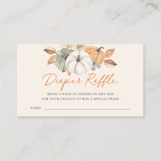 Kleine Pompoen Bloemen Baby shower Luier Raffle Informatiekaartje (Voorkant)