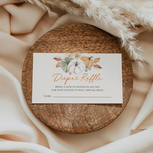 Kleine Pompoen Bloemen Baby shower Luier Raffle Informatiekaartje