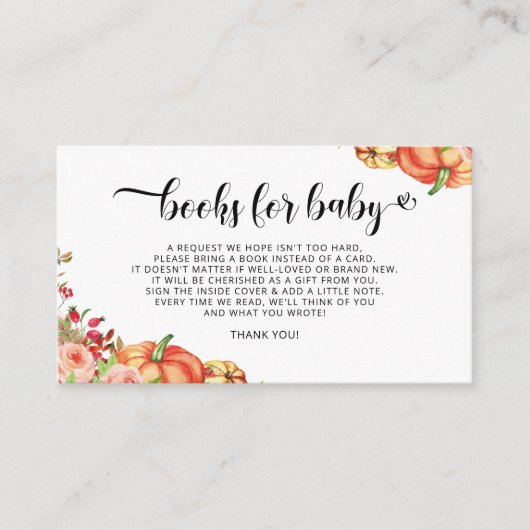 Kleine Pompoen Bloemen Boeken voor Baby Insert Kaa Informatiekaartje (Voorkant)