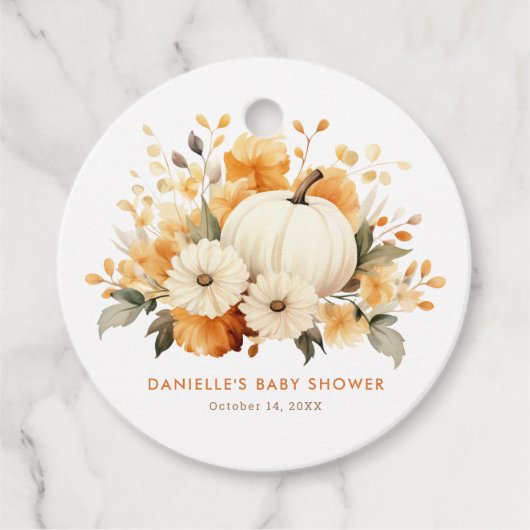 Kleine Pompoen Bloemen Boho Botanische Baby shower Bedankjes Labels (Voorkant)