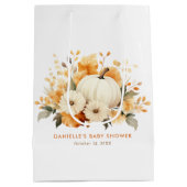 Kleine Pompoen Bloemen Boho Botanische Baby shower Medium Cadeauzakje (Achterkant)