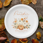 Kleine Pompoen Bloemen Boho Botanische Baby shower Papieren Bordje<br><div class="desc">Little Pumpkin Floral Boho Botanical Baby shower Papieren Borden zijn voorzien van prachtig geïllustreerde pompoenen onder bohemian getinte bloemen.</div>