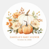 Kleine Pompoen Bloemen Boho Botanische Baby shower Ronde Sticker (Voorkant)