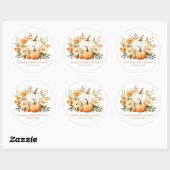 Kleine Pompoen Bloemen Boho Botanische Baby shower Ronde Sticker (Vel)