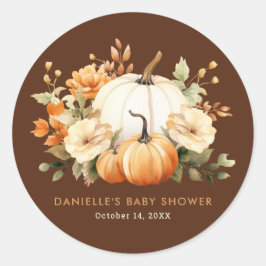 Kleine Pompoen Bloemen Boho Botanische Baby shower Ronde Sticker
