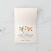 Kleine Pompoen Bloemen Boho Elegant Baby shower Bedankkaart (Binnen)