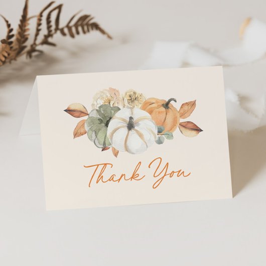 Kleine Pompoen Bloemen Boho Elegant Baby shower Bedankkaart