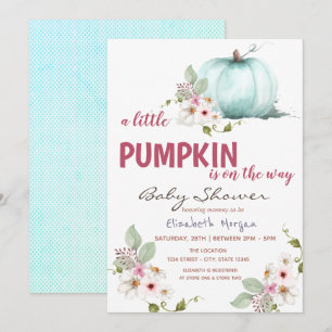 Kleine Pompoen Bloemen, Gestippelde Baby Shower Kaart