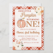 Kleine Pompoen Bloemen Herfst 1e Verjaardagsfeest Kaart (Voorkant)