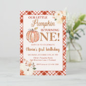 Kleine Pompoen Bloemen Herfst 1e Verjaardagsfeest Kaart (Staand voorkant)