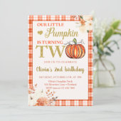 Kleine Pompoen Bloemen Herfst 2e Verjaardagsfeestj Kaart (Staand voorkant)