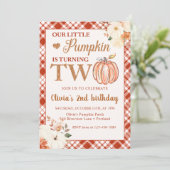 Kleine Pompoen Bloemen Herfst 2e Verjaardagsfeestj Kaart (Staand voorkant)